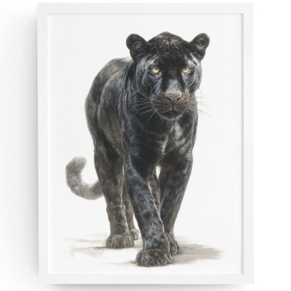 Creative Path Studios Other - Watercolor Black Jaguar Wall Art Print Unframed - Majestic Jungle Elegance